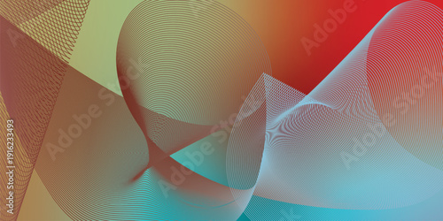 Bisque red and azure abstract shape grainy gradient background with black backdrop and noisy texture for wide banner poster and header design