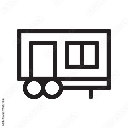 Mobile homes and modular building transportation trailer vector icon with editable stroke
