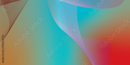 Bisque red and azure abstract shape grainy gradient background with black backdrop and noisy texture for wide banner poster and header design
