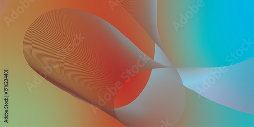 Bisque red and azure abstract shape grainy gradient background with black backdrop and noisy texture for wide banner poster and header design