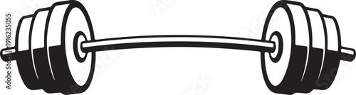 Vector hand drawn silhouette of curved dumbbell isolated on white background. Template for sport icon, symbol, logo or other branding. Modern retro illustration