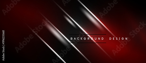 Dark abstract background features red glowing lines, creating modern design. Minimalist aesthetic with text overlay.