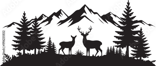 Vector deer in the wilderness