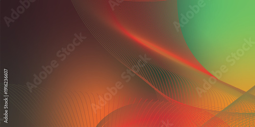 Bisque  maroon and green abstract shape grainy gradient background with black backdrop and noisy texture for wide banner poster and header design