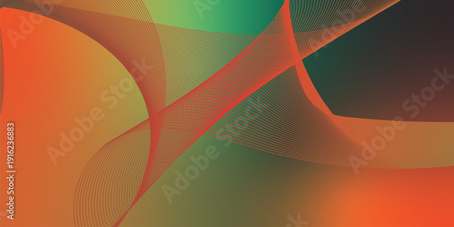 Bisque  maroon and green abstract shape grainy gradient background with black backdrop and noisy texture for wide banner poster and header design