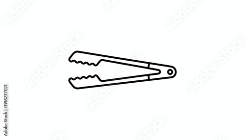 Simple Line Art Icon of Kitchen Tongs for Food Grabbing and Serving