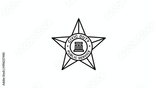 Public Service Civic Duty Star Emblem Badge Icon Vector
