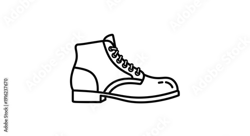 Minimalist Line Art Icon of a Classic Leather Work Boot