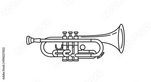 Minimalist Trumpet Icon, Musical Instrument Line Art, Brass Wind Instrument