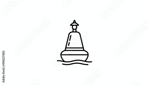 Nautical Buoy Icon on Water, Marine Navigation Symbol, Vector Illustration