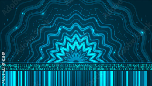 Abstract technology big data visualization. Innovation future data. Digital circles of particles. Graphic concept for your design