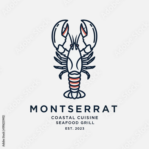 Lobster seafood grill restaurant logo design.