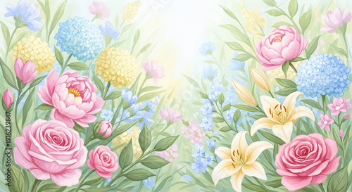 A vibrant and colorful bouquet of flowers with various species in full bloom