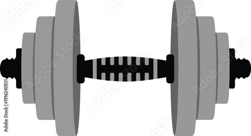 Vector illustration of a gray dumbbell for fitness, gym, and strength training design projects