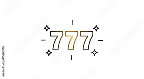 Lucky Seven 777 Icon with Sparkles - Jackpot, Gambling, Casino, Luck Symbol