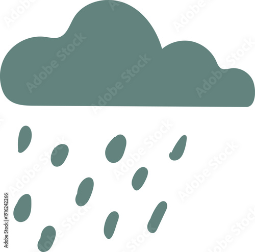 Green cloud with raindrops falling