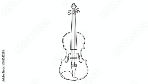 Hand-drawn sketch of a violin on a white background, musical instrument illustration