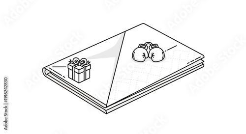 Gift Boxing Gloves Icon on Open Envelope, Surprise, Competition, Business Mail Concept
