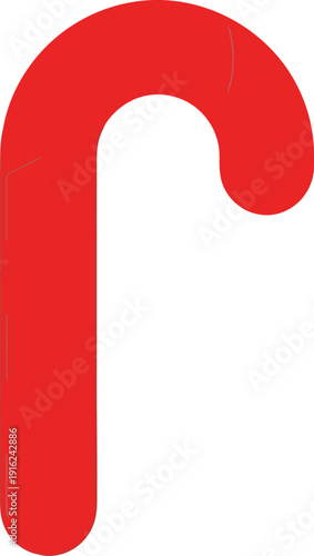 Minimalist Red Candy Cane Icon Isolated on White Background for Christmas Design