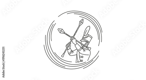 Drum Major Baton Twirling Performance with Circular Motion Lines