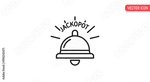 Jackpot Bell Icon Vector, Lucky Casino Ringing Symbol, Gambling Win Notification