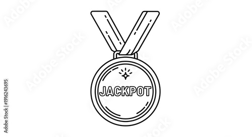 Jackpot Medal Icon, Winner Award, Success Prize, Golden Reward, Achievement Symbol