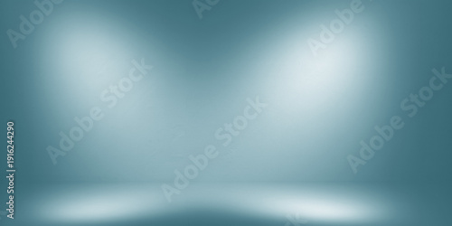 Professional blue studio background featuring cement wall and floor illuminated by two bright spotlights. Ideal for product displays presentations and creative digital stages