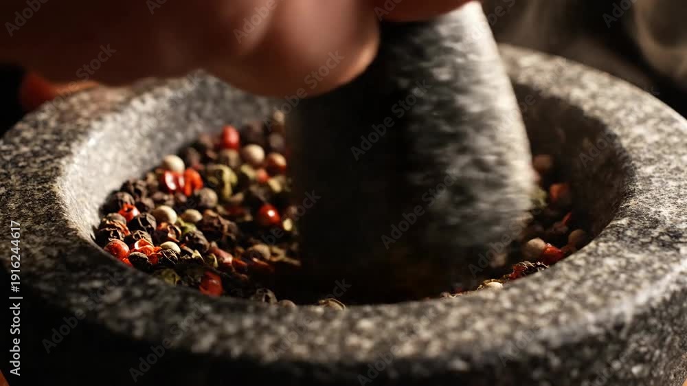 custom made wallpaper toronto digitalHand Grinding Aromatic Peppercorns in Mortar