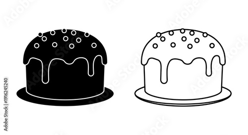 Chocolate cake with sprinkles, chocolate cake illustration, cake decorating ideas Vector