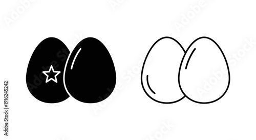 Two eggs black and white minimalist design vector illustration Vector