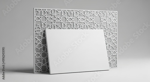 Wallpaper Mural Blank white card leaning against an islamic geometric pattern screen Torontodigital.ca