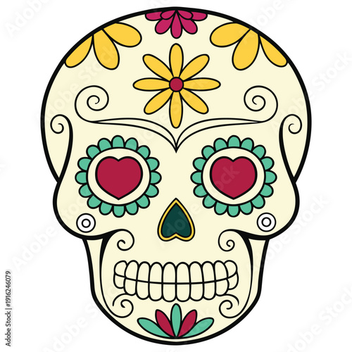 Day of the Dead Themed Sugar Skull Sticker 