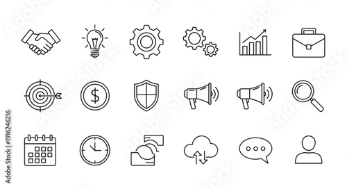 Set of business and finance icons in sketch style.