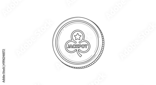 Hand Drawn Jackpot Coin with Clover and Star