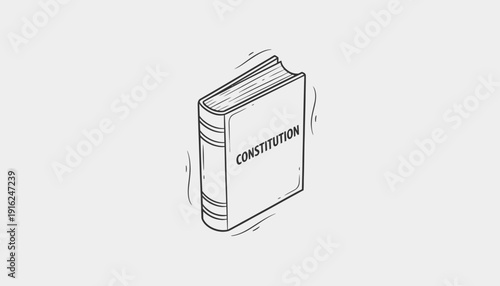 Hand-drawn illustration of a constitution book, symbolizing law, justice, and government.