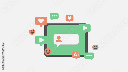 Digital communication and social media engagement concept.