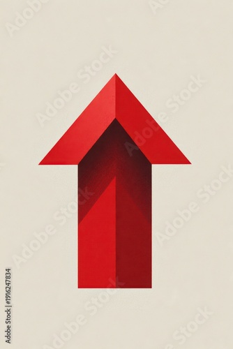 Flat design red arrow pointing up for infographics and dashboards