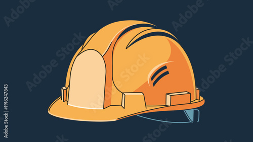 Yellow construction hard hat on a dark background serves as a vital symbol for workplace safety, engineering, and industrial labor protection.