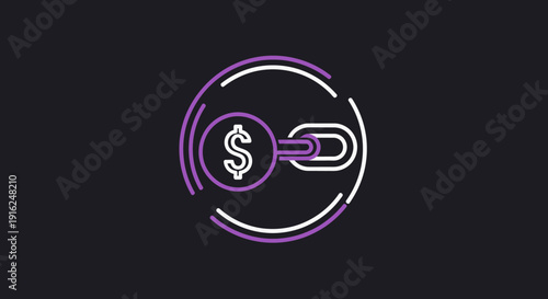 Dollar sign connected to chain link inside circle graphic.
