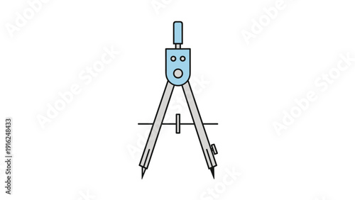 Precision drawing compass tool for engineering and geometry isolated on a white background for educational or professional design themes.