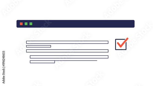 Simple web browser interface showing a list of items with a red checkmark indicating successful selection or task completion on screen.