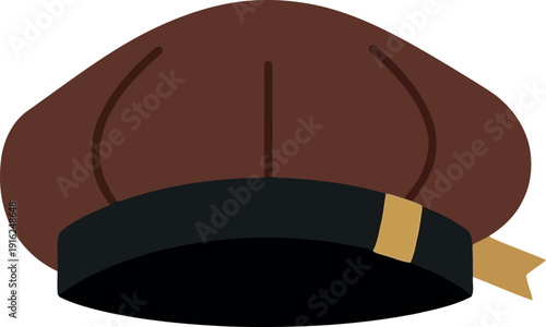 Brown French Beret Hat Isolated on White Background, Classic Fashion Accessory Vector Illustration