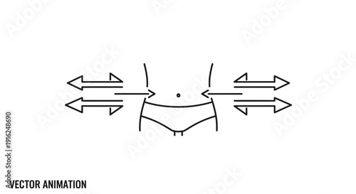 Weight Loss Body Contour Line Art Animation Arrows Showing Slimming