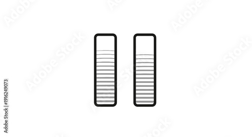 Two identical vertical bars with horizontal lines, representing a loading or progress indicator, isolated on white background.