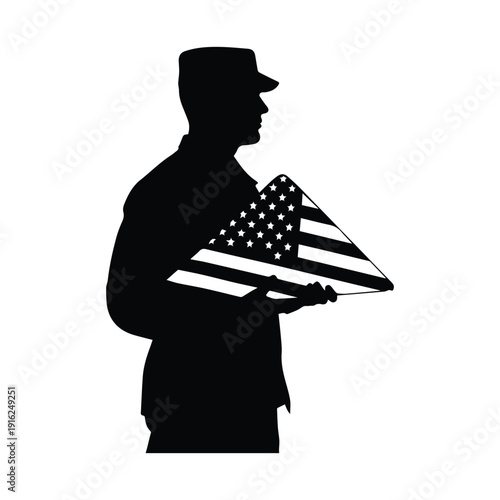 Man holding American flag in silhouette for patriotic designs
