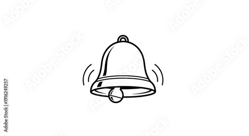 Vintage Bell Icon, Ringing Sound, Notification Alert, Simple Line Art