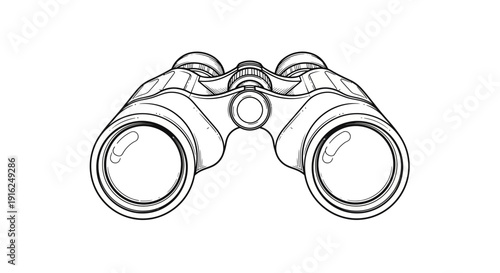 Vintage Binoculars Sketch - Retro Optical Device for Observation and Exploration