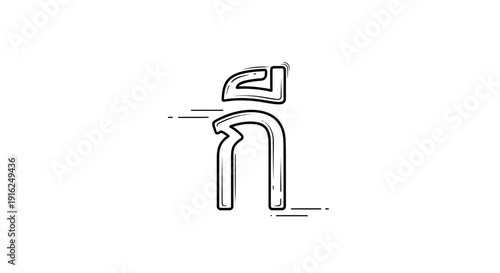 Thai Alphabet Character 'Ko Kai' Hand-Drawn Sketch with Motion Lines
