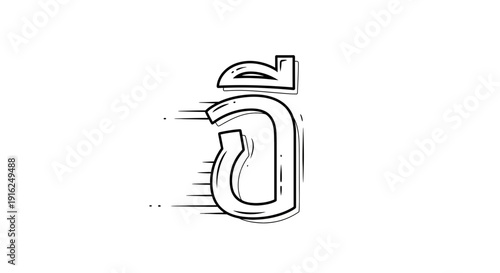 Thai Alphabet Character "O Ang" (อ) Hand-Drawn Sketch with Motion Blur Effect