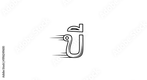 Thai Alphabet Character "Por Sam Pao" (ป) with Speed Lines Effect